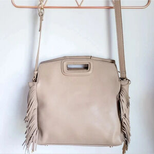 AHDORNED New Dakota Taupe Vegan Leather Fringe Crossbody Purse Tote Bag Boho